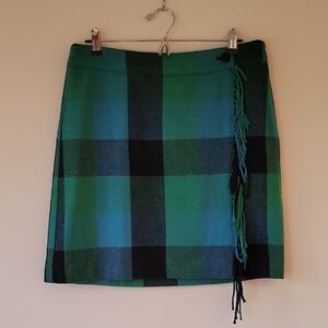 Talbots Green and Black Plaid Mini Skirt - Size 10P